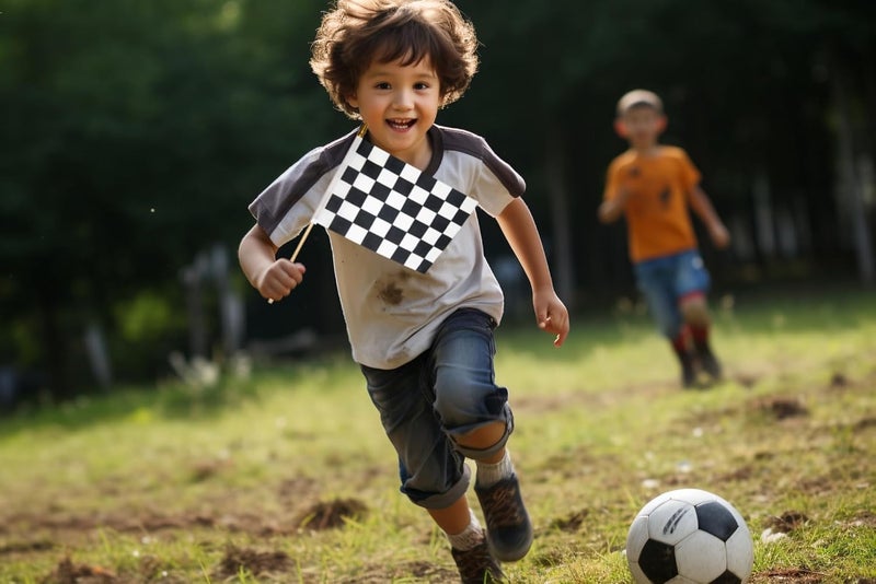 Uelfbaby 4 Pcs 8×12 inch Checkered Flag, Black and White Racing Flag on Wood Stick - Hand Held Stick with Kid-Safe Spear Top, Children's Party Decoration - Image 4